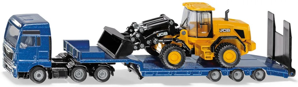 SIKU Super – nákladný automobil MAN s podvalníkom a kolesovým nakladačom JCB