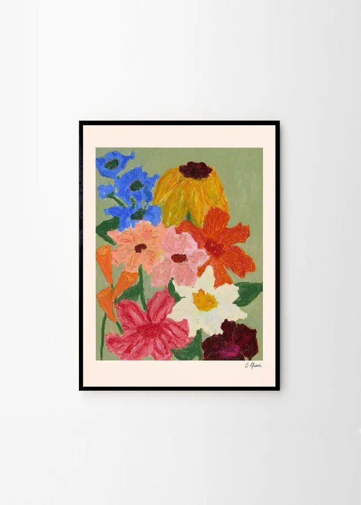 Plagát 50x70 cm Flowers on Sage Green – Carla Llanos – The Poster Club