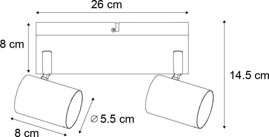 Moderné stropné svietidlo čierne 2-svetlá nastaviteľné obdĺžnikové - Jeana