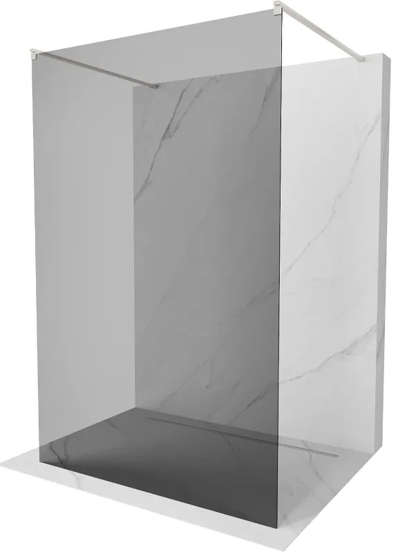 Mexen Kioto, sprchová zástena Walk-In 140 x 200 cm, 8mm šedé sklo, brúsená oceľ profil, 800-140-002-97-40