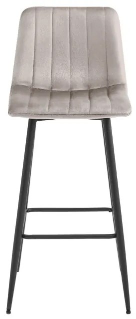 Set štyroch barových stoličiek POZZA zamatové tmavobéžové (čierne nohy) 4 ks