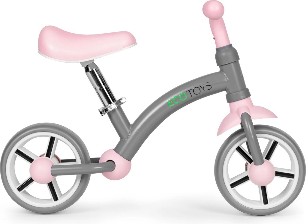 ECOTOYS odrážadlo pre deti 3+ EVA kolesá, nastaviteľné sedadlo 33–41 cm, sivé