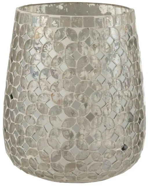 Strieborný sklenený svietnik Mosaic M - Ø15 * 17,5 cm