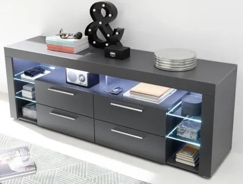 TV stolík Goal,  šedý, s osvetlením%