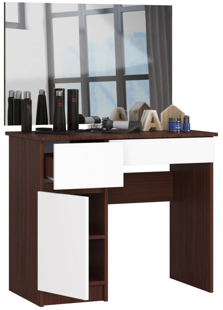 Toaletný stolík P-2/SL 900x600 ľavá - wenge/biela