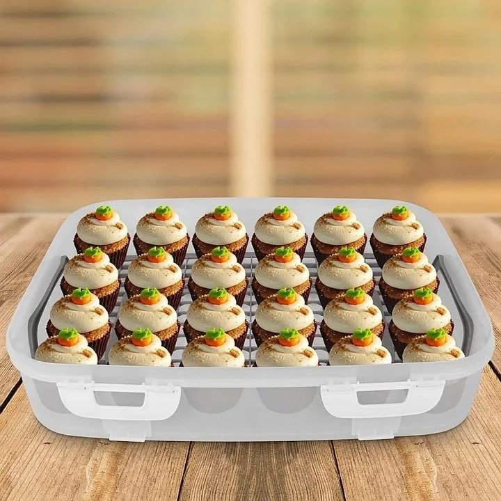 Úložný box na koláče a zákusky, PIKNIK 1 poschodie, s rúčkami, mix farieb