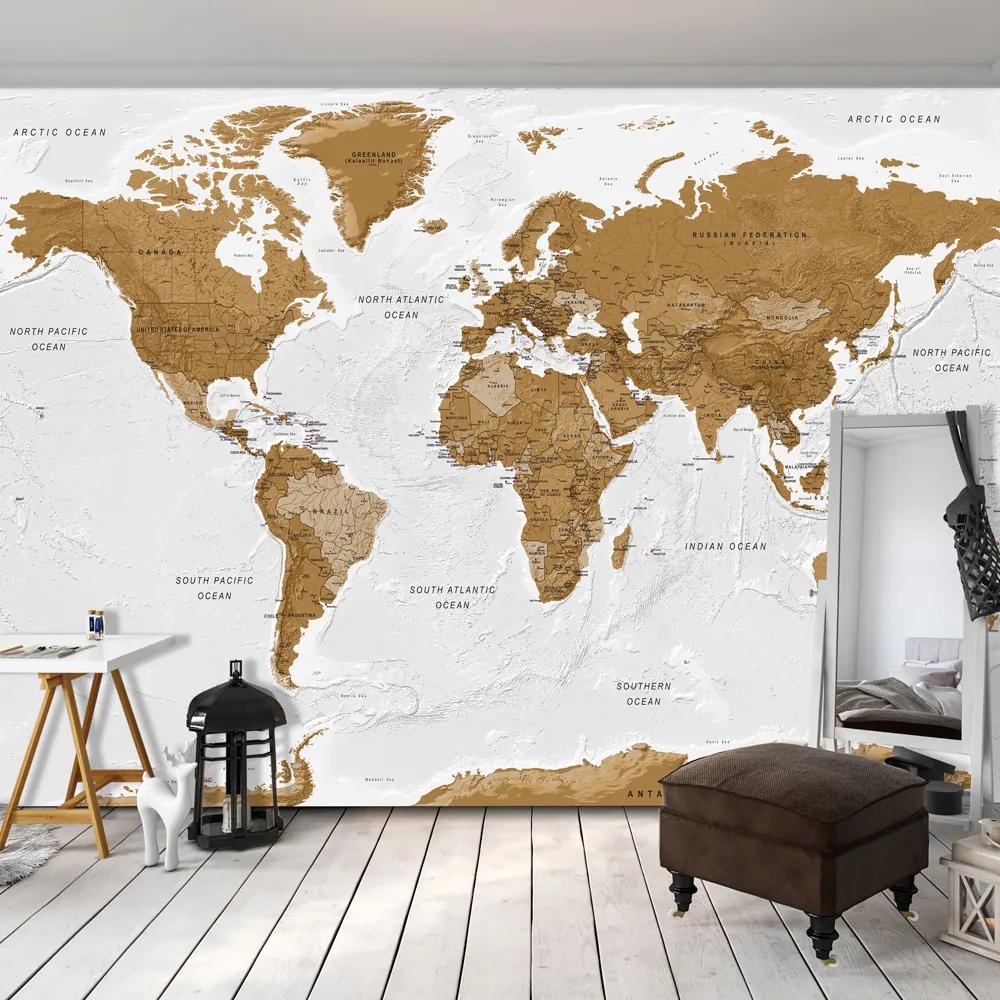Artgeist Fototapeta - World Map: White Oceans Veľkosť: 200x140, Verzia: Premium