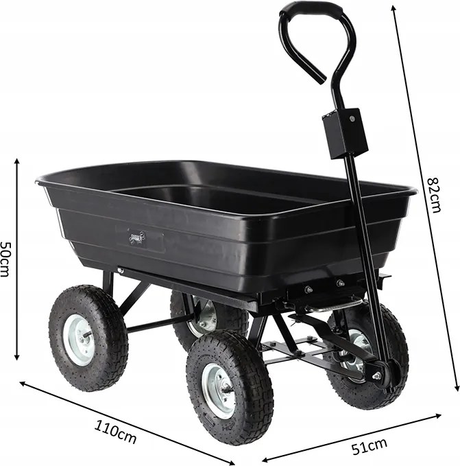 CH Čierny záhradný vyklápací vozík Fury - 75l
