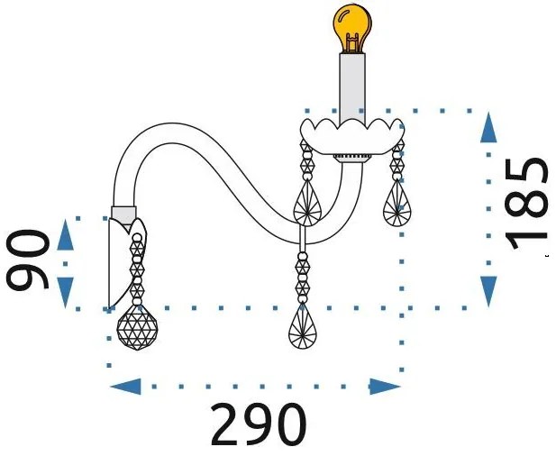 Toolight - nástenná krištáľová lampa Kinkiet 300755, OSW-04602