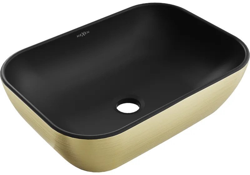 Mexen Rita, umývadlo na dosku 45x32x14 cm, čierna matná-zlatý vzor, 21084577