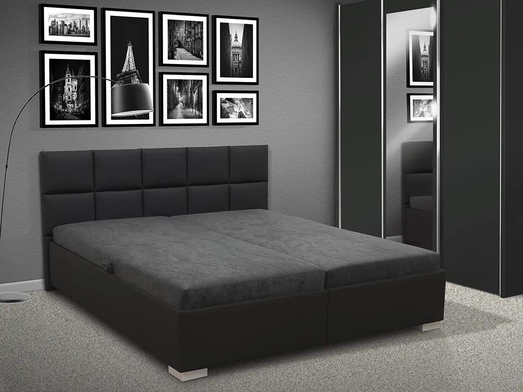 Čalúnená posteľ s úložným priestorom LUXOR 180 eko koža: hnědá, peľasť / matrac: HR PENA