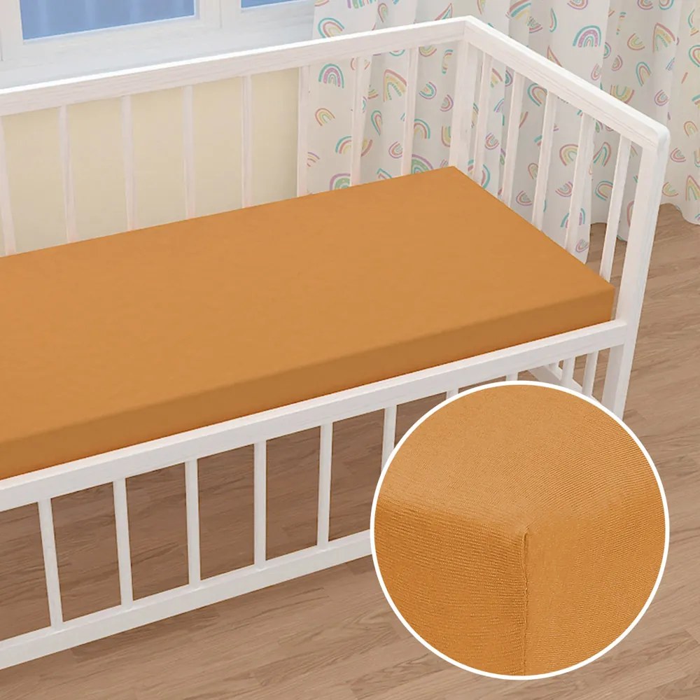 Detské jersey napínacie prestieradlo do postieľky JR-022 Okrové 70 x 140 x 10 cm - do postieľky