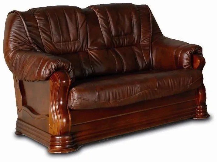 Pohovka 2 Baron kožená, biela / wenge (k1 / 8)