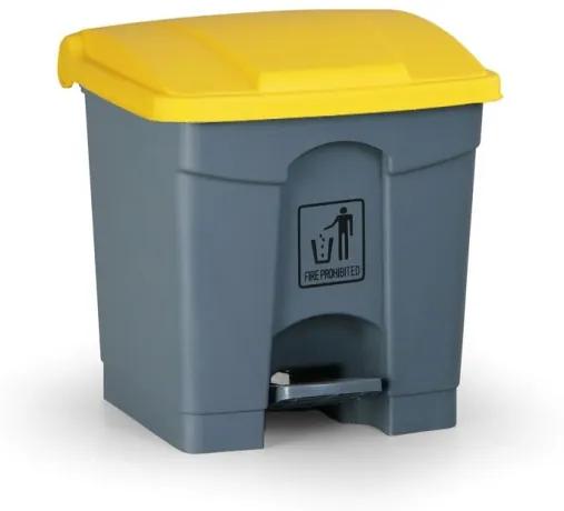 Nášľapný viacúčelový kôš na odpadky, 30 L, 350 x 400 x 340 mm, žltá