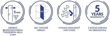 Cersanit Easy New, 1-krídlová vaňová zástena 70(dĺžka) x 140(výška) cm, číre sklo, chrómový profil, S301-289