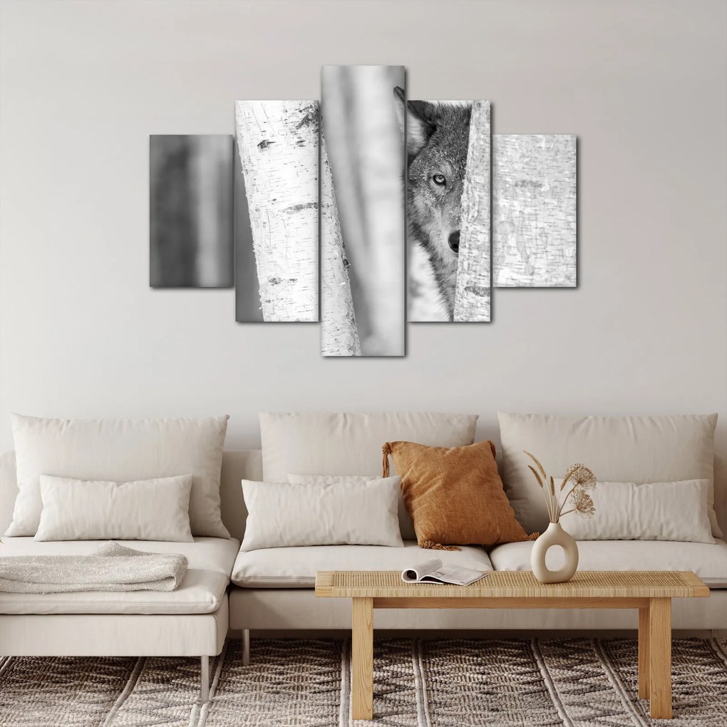 Obraz - Vlk v lese (150x105 cm)