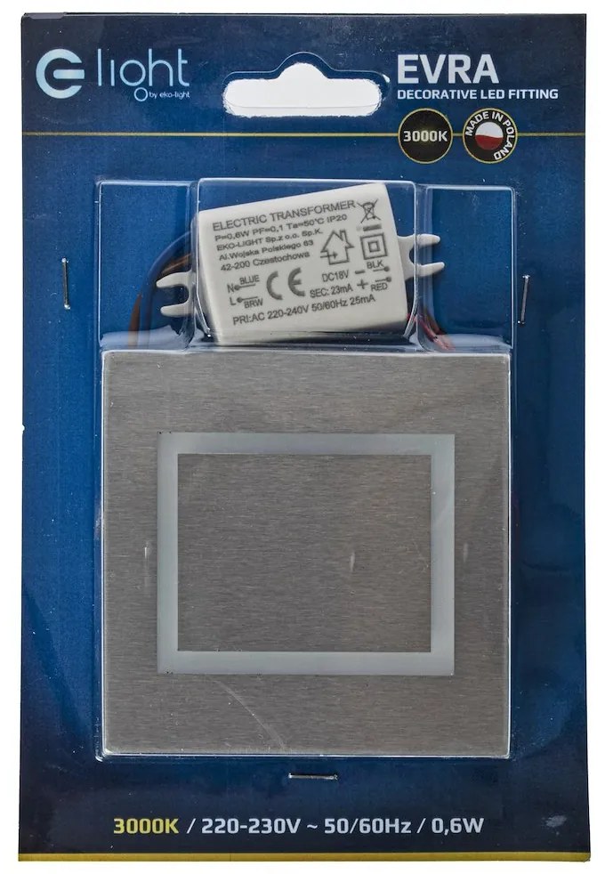 Schodiskové LED svietidlo Evra, 1x LED 0,6w, 3000k, s