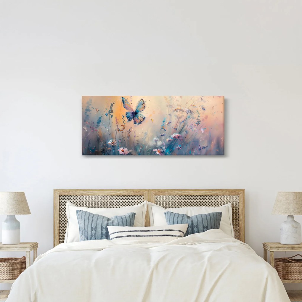 Obraz - Lúka s motýľom II. (120x50 cm)