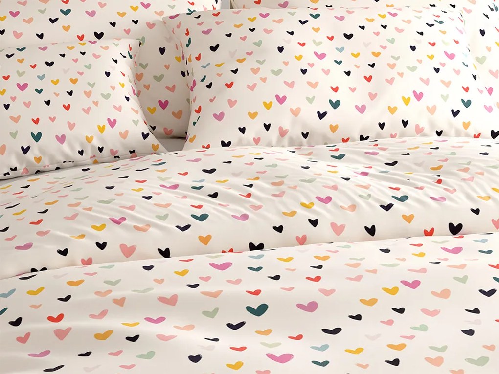 Polybavlnené obliečky DOTHEARTS POLY krémové Rozmer obliečky: 70 x 90 cm | 140 x 220 cm