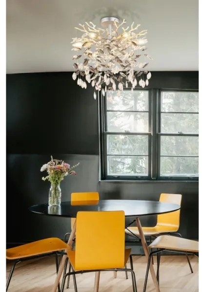 Globo 64138DS - Luster na tyči QUEENA 6xE14/40W/230V strieborný