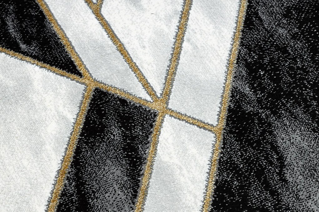 Behúň EMERALD 1015 Glamour exclusive, mramor, geometrický, čierny + zlatá