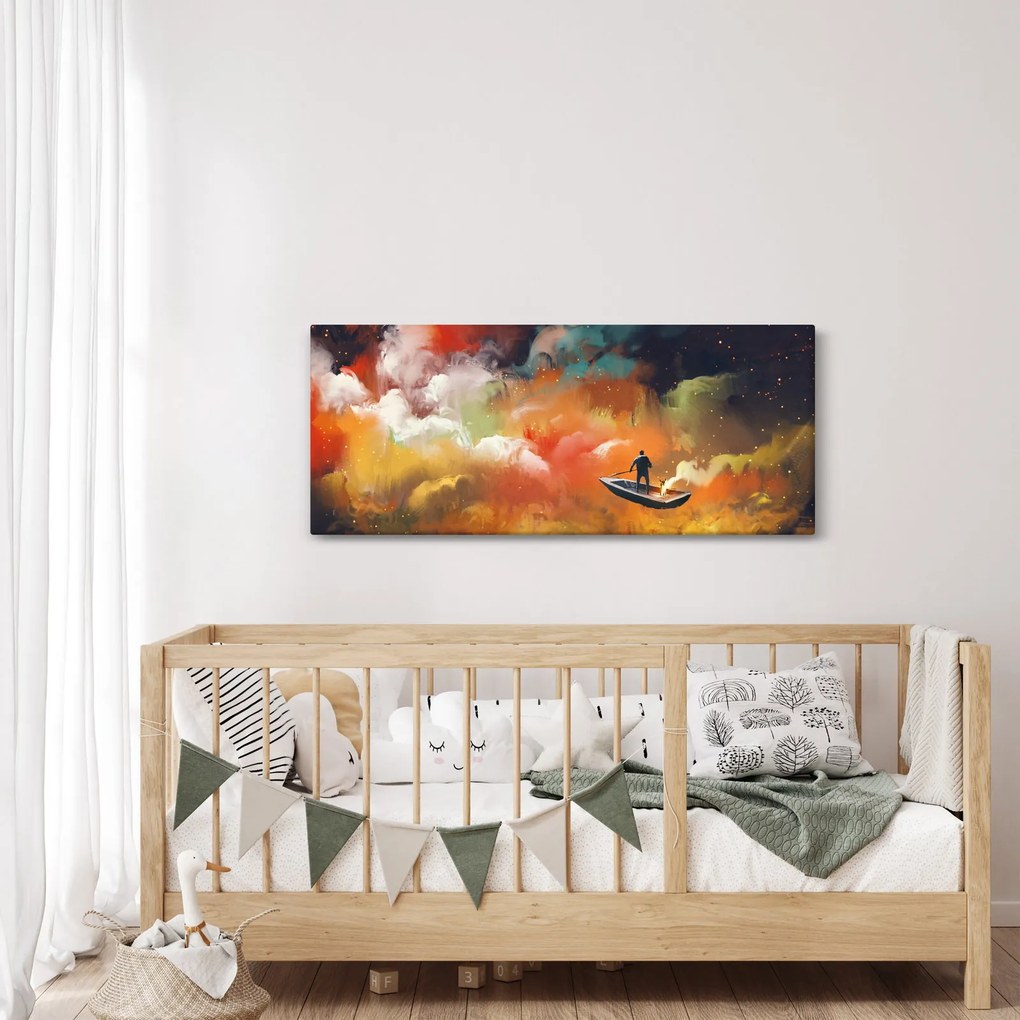 Obraz - Muž plaviace vesmírom (120x50 cm)