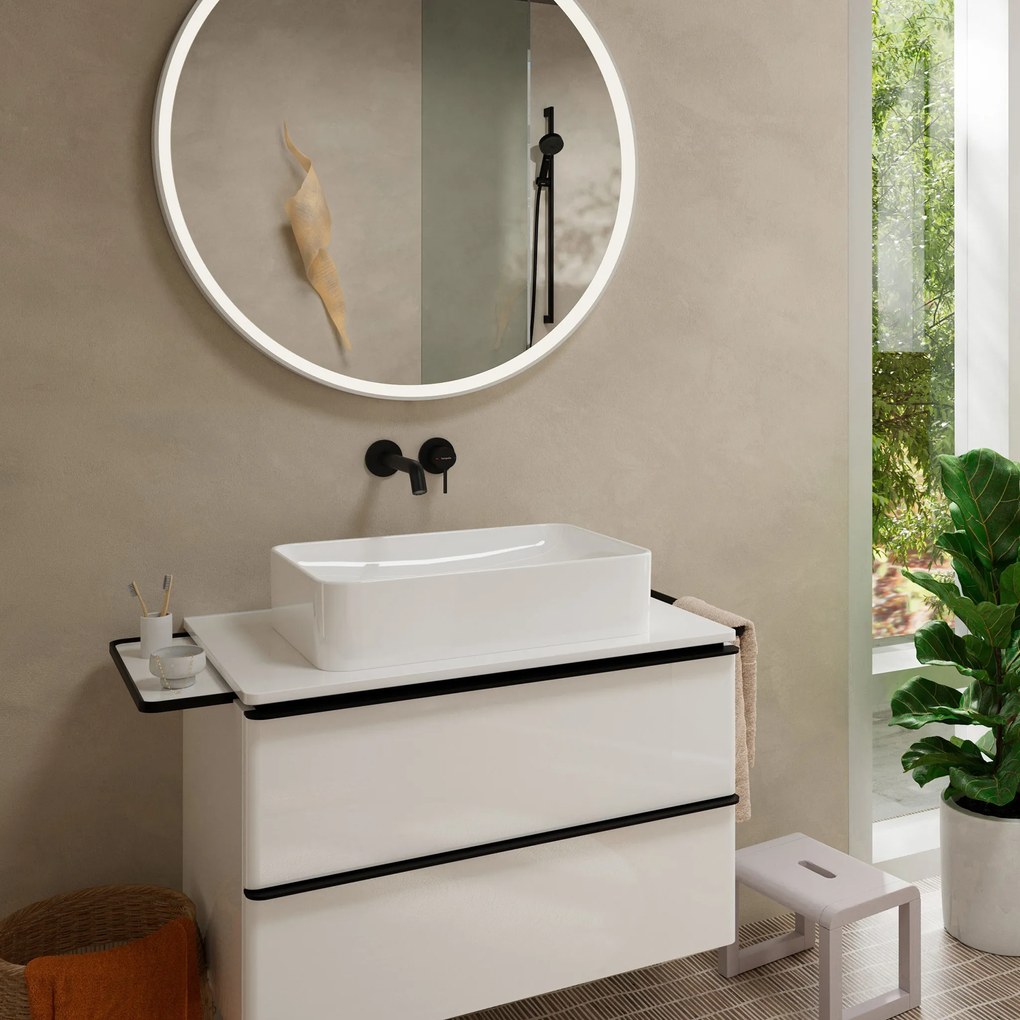 Hansgrohe Tecturis S, páková umývadlová batéria EcoSmart+ pod omietku s výtokom 165 mm, čierna matná, HAN-73350670