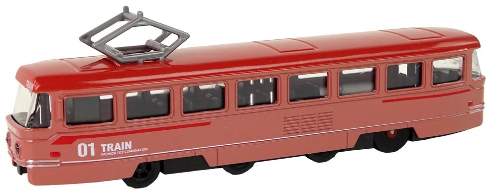 LEAN TOYS Kovový vlak, trecí pohon - červená