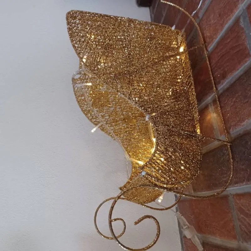 DECOLED LED svetelný jeleň so sánkami, 40 cm, teplá biela