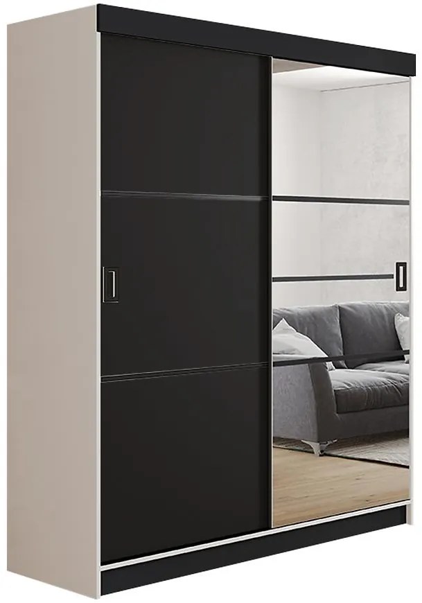 Skriňa Retro 138 4L Biely / Dvierka čierna