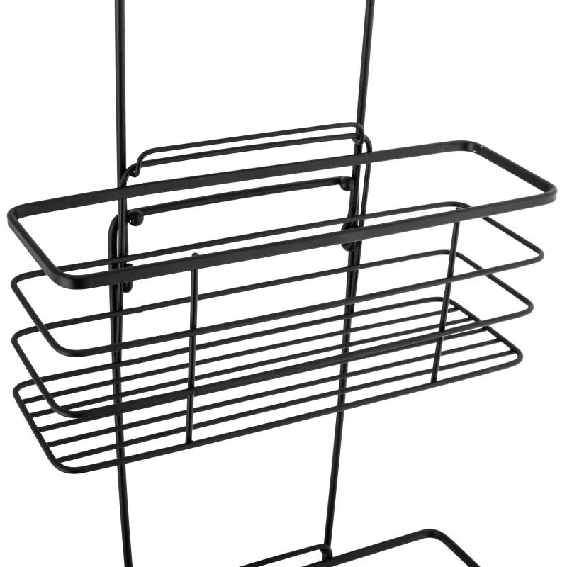 Erga Rafek, trojitá kúpeľňová polička do sprchy na zavesenie 30x12,5x71 cm, čierna matná, ERG-YKA-CH.RAFEK-BLK