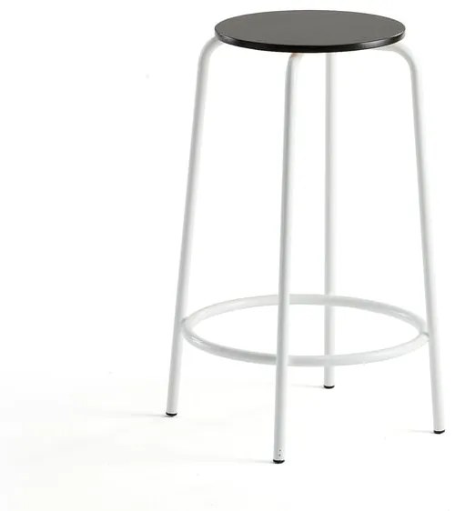 Barová stolička TIMMY, biely rám, čierny sedák, V 630 mm