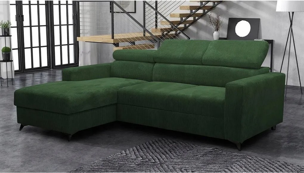 Rohová sedačka Laviosuna Premium (tmavozelená) (s úl. priestorom) (L)