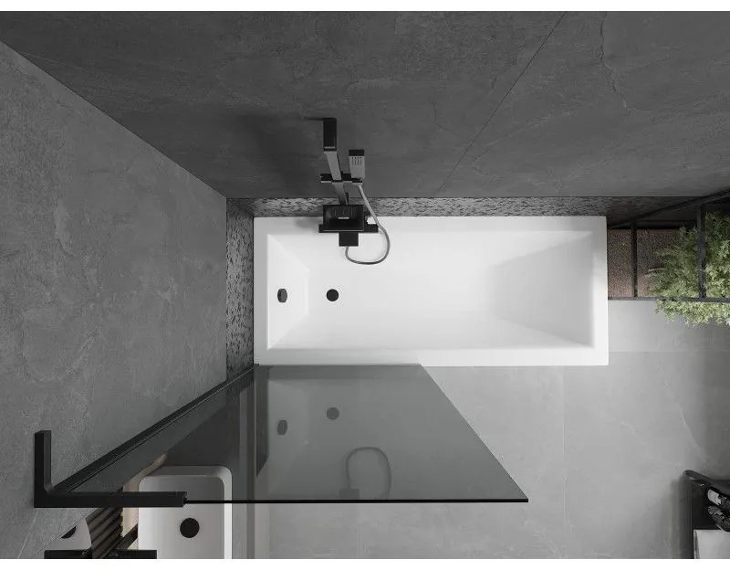 Mexen Next L, 1-krídlová vaňová zástena 80 x 150 cm, 6mm šedé sklo, čierny profil, 895-080-000-03-40-70