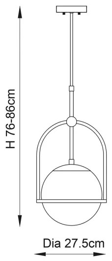 Endon 90844 - Luster na tyči ONTARIO 1xE27/10W/230V mosadz