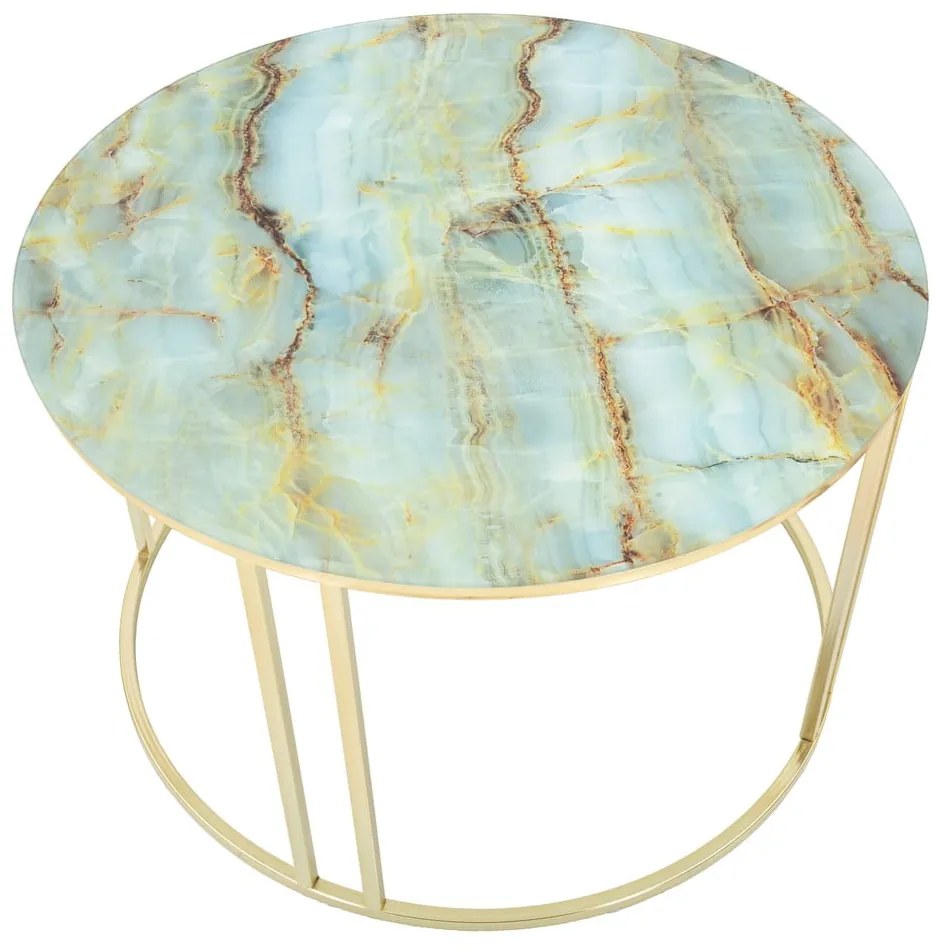 Bielo-zlatý konferenčný stolík Mauro Ferretti Sepa, ø 75 cm