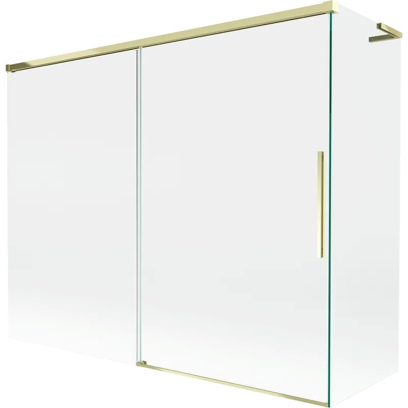 Mexen Rox, L posuvná 2-krídlová vaňová zástena 190 + 90 x 150 cm, 8mm číre sklo, zlatý lesklý profil, 8C9L-190-090-50-00