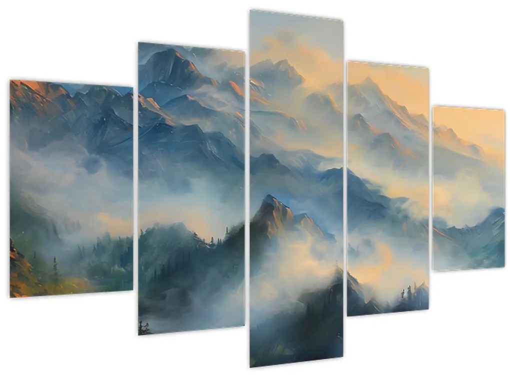 Obraz - Maľovaná horská krajina (150x105 cm)