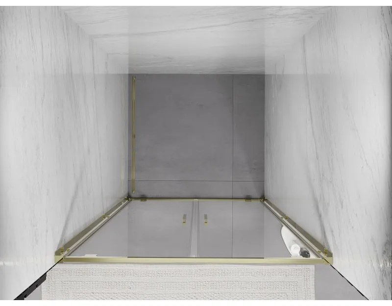 Mexen Exo, dvojité výklopné sprchové dvere 90 cm, číre sklo, zlatá, 8182-090-000-50-00