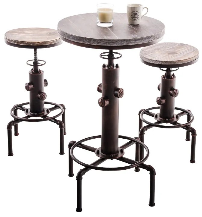 Kovový barový stôl Lumo v industriálnom štýle - v79-100 x Ø50 cm - Bronzová