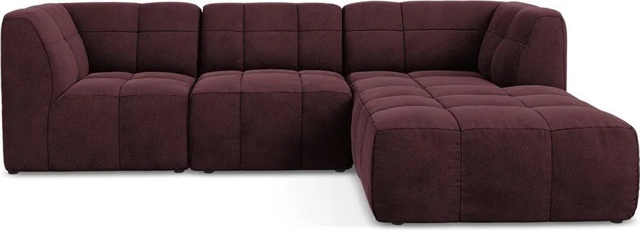 Vínovočervená zamatová rohová pohovka (pravý roh/s leňoškou) Aloha – Makamii
