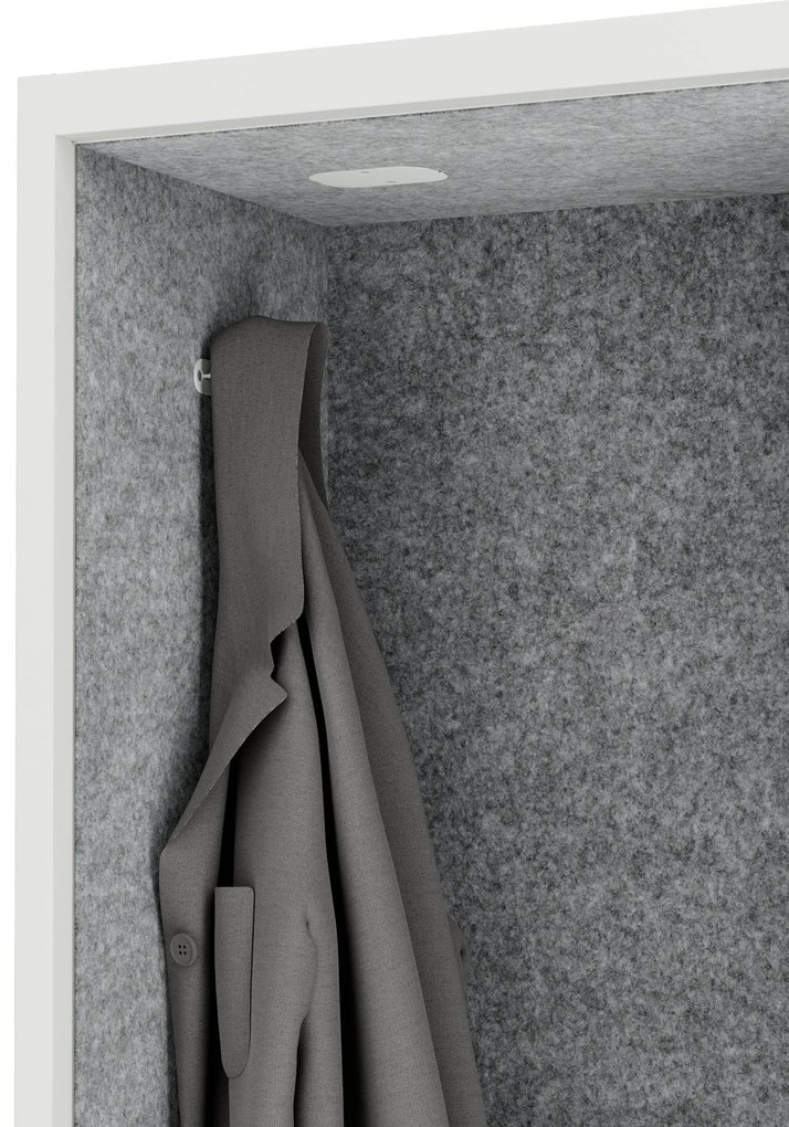Akustická kabína SALLY MentalBox 1150 mm – biely korpus, sivé sedadlo