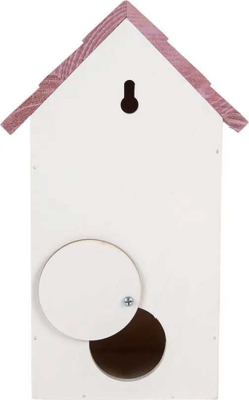 Bielo-fialová drevená vtáčia búdka s kvetmi Birdhouse - 15*10*22 cm