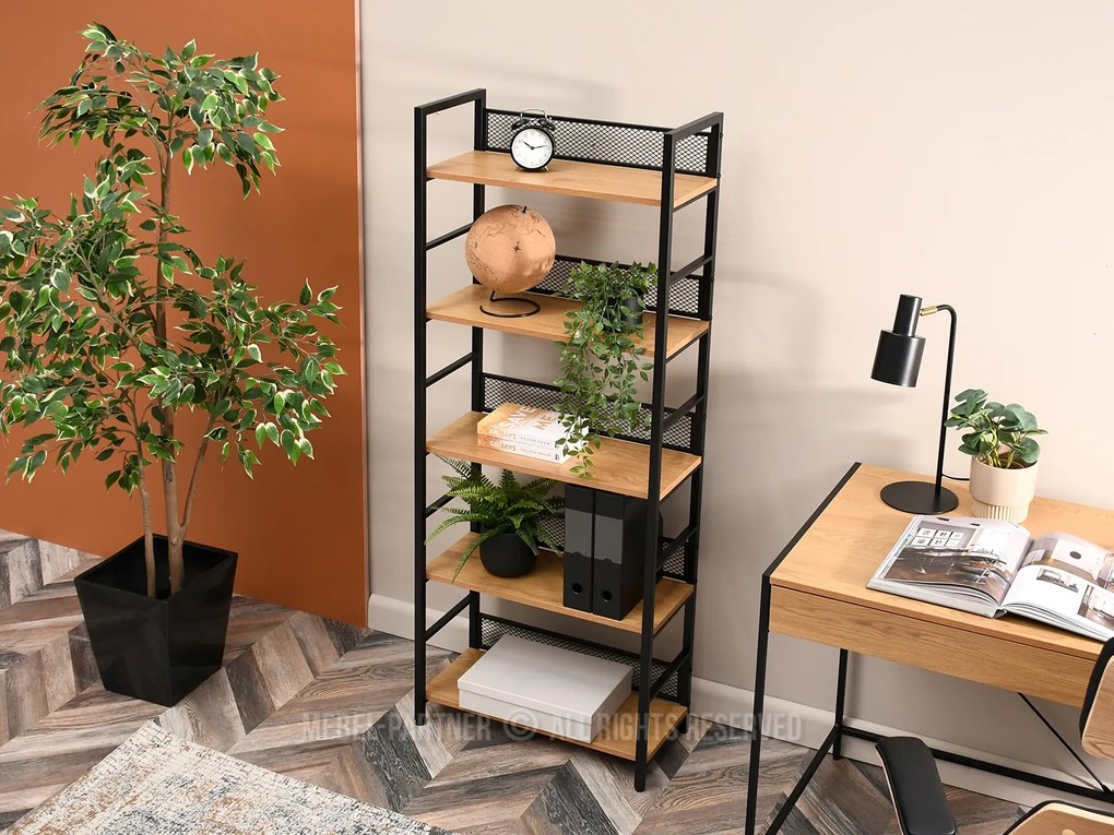 Regál Danube B (dub + čierna). Akcia -21%. Vlastná spoľahlivá doprava až k Vám domov. 1111336