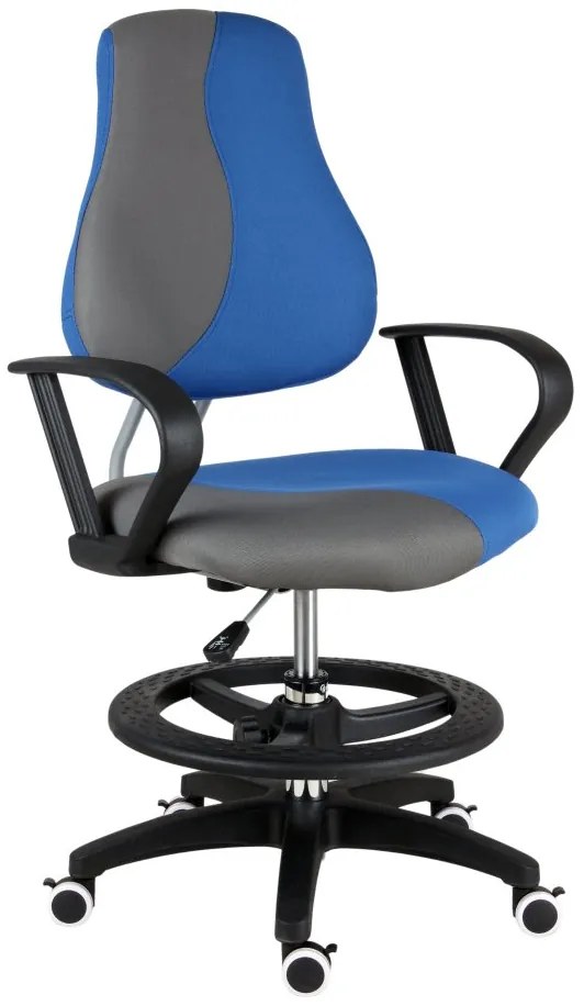 Detská rastúca stolička Neoseat KINDER PLUS — látka, sivá/modrá