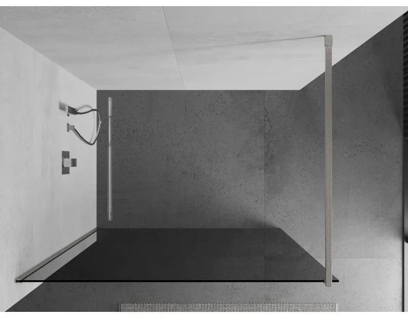 Mexen Kioto, sprchová zástena Walk-In 120 x 200 cm, 8mm šedé sklo, brúsená oceľ profil, 800-120-101-97-40