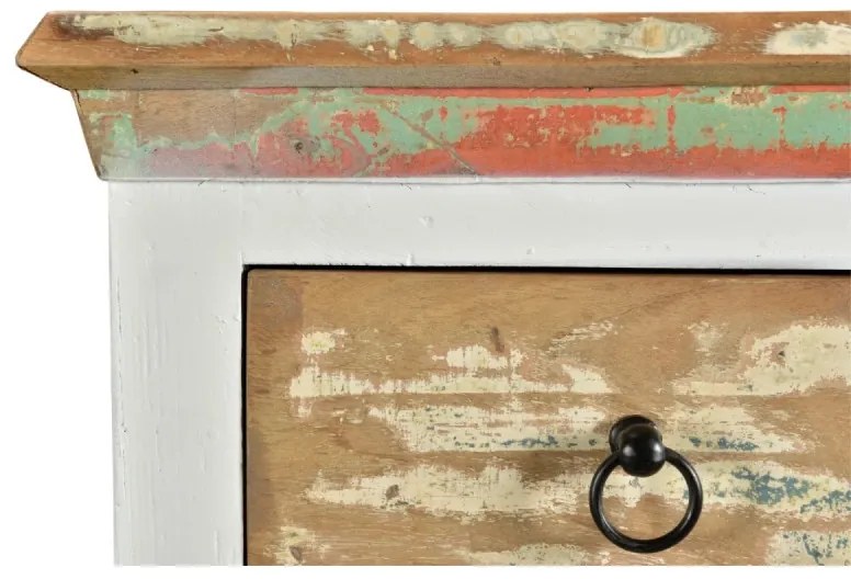furniture-nabytek.cz - Masívna komoda Perth z recyklovaného dreva, lakovaná, biela/farbistá – 80×42×110 cm