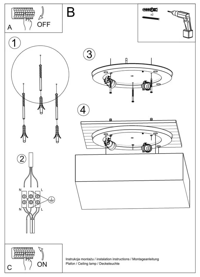 Čierne stropné svietidlo Sollux Mitra Ceiling