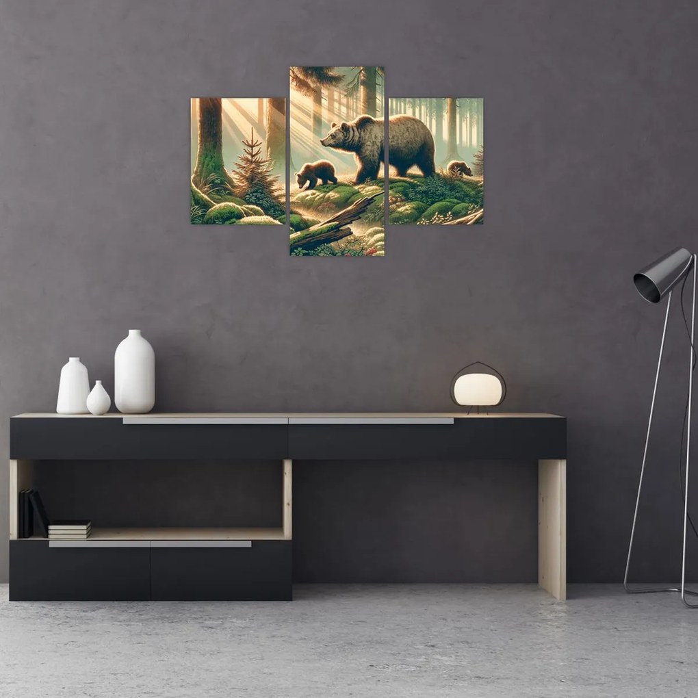 Obraz - Medvede v lese (90x60 cm)