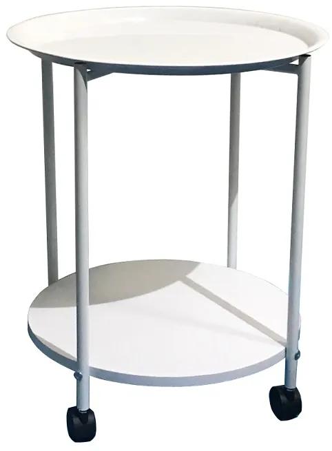 Príručný stolík na kolieskach Derin - biela